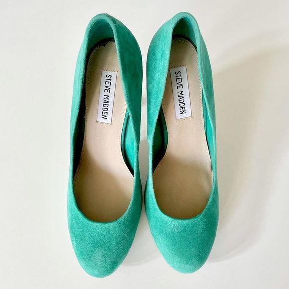 Steve Madden Remmedy Suede Platform Heels, Green, Size 9.5, G+UC - Picture 2 of 8